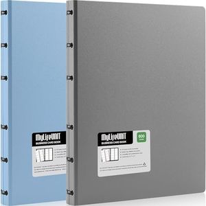 MyLifeUNIT Business Card Book, Name Card Holder Book with 600 Business Cards Capacity, Grey, Light Blue, Bundle