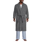 Lands' End Men's Turkish Terry Cloth Robe Calf Length with Pockets, Charcoal, Large