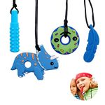 EXGOX Sensory Chew Necklaces for Kids Toddlers,4 Pack Silicone Chewy Sticks for Autistic,ADHD,Biting Needs, Oral Motor Chewy Teether Chewing Pendant Toys with Adjustable Buckle for Kids Boys