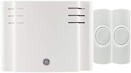 GE Wireless Doorbell Kit, 2 Push Buttons Door Bells for Homes, 8 Melodies Door Chime with 4 Volume Levels, Battery Doorbell Chime, Room Doorbell with 150 Ft Range, White, 19297