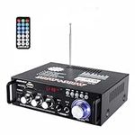 AMZDAMAI 600W Amplificateur Audio, HiFi Audio Stereo BT Portable Radio for Car or Home, with Remote Control and Mini Display 2CH LCD, 12V / 110V Amplifier