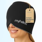 MyHalos® Migraine Relief Cap - Wearable Ice Pack Cold Wrap Hat -Reusable Cold Therapy Headache Cap & Migraine Cap, for Tension Headache Relief & Sinus Pressure - Form-Fitting Head Compress (Black)