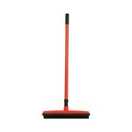 YORKING Rubber Cleaning Broom - Electrostatic Rubber Bristles Brush with Squeegee Edge, 48in Telescopic Handle Remover Rubber Carpet, Non-Scratch Sweeping Brush for Pet Hair, Dirt and Spillages, Red