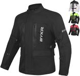 BYKR Adventure Touring Motorcycle Jacket For Men & Women Enduro Biker Textile Riding Gear CE Armored (Black- XL)