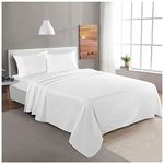 Flannel Plain Dyed Flat Sheet Double, Super Soft & Cozy Plain Dyed Bed Sheets, Thermal Flannel Double Flat Sheet 100% Brushed Cotton Bedding, Flannelette Top Sheet Double Bed, White