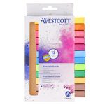 Westcott chalk 12 pieces coloured | pack of 12 blackboard chalk with 1.2cm ⌀ in bright colours | low-dust & easy to wipe off | 8.5cm long chalk sticks | E-744983 00