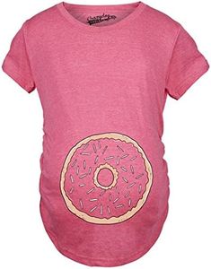 Womens Pregnancy Donut Baby Bump Cute Maternity Announcement Funny T Shirt Funny Graphic Maternity Tee Funny Food T Shirt Funny Maternity Shirts Pink XXL