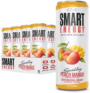 C4 Smart Energy Drink - Sugar Free Performance Fuel & Nootropic Brain Booster, Coffee Substitute or Alternative | Peach Mango Nectar 12 Oz - 12 Pack