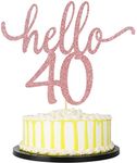 Festiko Rose Gold Hello 40 Cake Topper - 40Anniversary Party Cake Decor/Wedding Party Decoration/Birthday Cake Topper