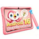 2026 Upgraded TABWEE Kids Tablet 10 Inch,Android 16 Tablets for Kids Ages 3-12, 12GB(4+8) RAM 64GB ROM 2TB TF, Toddler Learning Tablet with Parental Control, Kid-Proof Cover, Stylus, EyeCare Screen