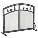 HOMCOM Fire Guard with Double Doors, Metal Mesh Fireplace Screen, Spark Flame Barrier with Tree Decoration for Living Room, Bedroom Decor