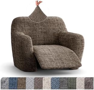 PAULATO BY GA.I.CO. Recliner Slipcover - Reclining Chair Cover - Printed Slipcovers - 1-Piece Form Fit Stretch Furniture Protector - Microfibra Print Collection - Vittoria Brown (Recliner Cover)