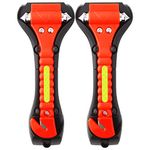 Car Safety Hammer Set of 2 Emergency Escape Tool Auto Car Window Glass Hammer Breaker and Seat Belt Cutter Escape 2-in-1 for Family Rescue & Auto Emergency Escape Tools, Reflective Tape