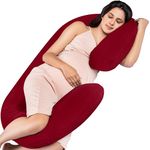 MY ARMOR Full Body C Shape Pregnancy Pillow for Pregnant Women, Maternity Pillow Gift for Pregnancy Sleeping, 3 Months Warranty, Premium Velvet Cover with Zip, Maroon