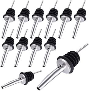 GGISUI 12pcs Verseurs en Acier Inoxydable avec Bouchon en Caoutchouc Verseurs de Bec de Bouteille pour Vin, Liqueur, Boissons, Cocktails, Huile, Vinaigre
