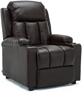 More4Homes STUDIO RECLINER w DRINK HOLDERS ARMCHAIR SOFA BONDED LEATHER CHAIR RECLINING CINEMA (Brown)