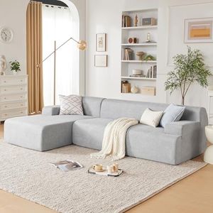 Huatean Home 107” Modular Sectional Sofa, Modern Sponge Sectional Sofa Couch for Living Room, High Density Sponges Cloud Couch Sectional, L-Shape Couches for Living Room, Gray