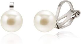 ADAIER Clip On Stud Earrings with 8mm Simulated Freshwater Shell Pearl,Non-Pierced Ears Jewelry for Women (SE-08) (Silver)