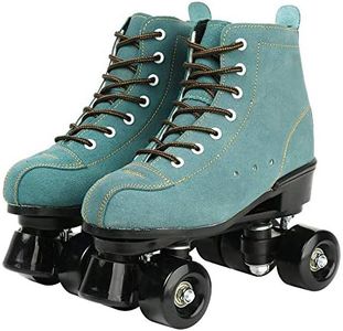 XUDREZ Cowhide Roller Skates for Women and Men High-Top Shoes Double-Row Design,Adjustable Classic Premium Roller Skates (Blue,7.5)