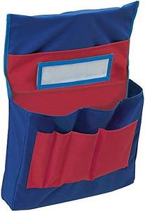 Pacon Pocket Chart, Chair Storage, Blue & Red, 18-1/2"H x 14-1/2"W x 2-1/2"D, 1 Chart