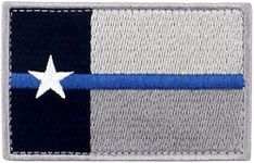 EmbTao Tactical Texas Flag Thin Blue Line Patch Embroidered Morale Applique Fastener Hook & Loop Emblem