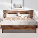 Acacia Aurora Wooden Frame with Headboard, Solid Wood Platform Bed, Easy Assembly, No Box Spring Needed (Chocolate, King)