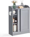 VASAGLE Bathroom Cabinet, Slim Bathroom Storage Cabinet, Toilet Paper Holder and Brush Compartment, Sliding Doors, Adjustable Shelves, Next to Toilet, 7.9 x 23.6 x 31.5 Inches, Dove Gray UBBC752G02