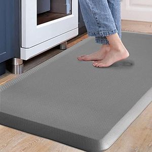Carvapet Non Slip Kitchen Mat Anti Fatigue Standing Mats 12MM Cushioned Comfort Kitchen Floor Mats PVC Waterproof Runner Rug for Standing Desk, Kitchen, Office (Grey,17"x28")