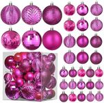 PREXTEX Pink Christmas Tree Ornaments - 36-Piece Shatterproof Pink Christmas Balls Set with Hanging Loops for Christmas Tree Decorations - Durable Holiday Balls in Matte, Shiny, Glitter and Disco