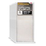 Filtrete 14x20x1 Air Filter MPR 300 MERV 5, Clean Living Basic Dust Furnace Filter, 6-Pack (Exact Dimensions 13.81x19.81x0.81)