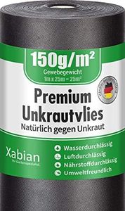 Xabian Anti Unkrautvlies 150g/m² Gartenvlies Rolle 25m x 1m = 25m² I Unkrautfolie sehr hohe UV-Stabilisierung - extrem reißfest und wasserdurchlässig