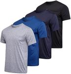 Mens Quick Dry Dri Fit Moisture Wicking Active Wear Workout Running Training Athletic Performance Short Sleeve Crew Pocket T-Shirt Undershirt Essentials Top Tee ropa Deportiva para Hombre Set 7, 3XL