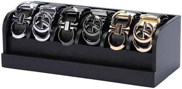 MinBoo Bamboo Belt Organizer Box,6 Grids Belt Rack for Closet and Drawer, Belt Storage Organizer and Displayer for Men Women