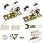 2 Pack Sliding Pocket Door Rollers Replacements Top Hanger Sliding Door Hardware Wheels Assembly Fit Johnson Part Hardware Kit, Ball Bearing 1 inch Wheels, 220 lb Capacity Door