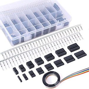 Glarks 700Pcs 2.54mm Pitch 1/2/3/4/5/6/7/8 Plug Dupont Connector Housing Male/Female Pin Connector with 10 Wire Rainbow Color Flat Ribbon IDC Wire Cable Assortment Kit