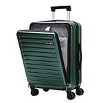 TydeCkare 20 Inch Luggage Carry On with Front Pocket, 22x14.6x10in, 45L, Lightweight ABS+PC Hardshell Suitcase with TSA Lock, YKK Zipper & 4 Spinner Silent Wheels, Dark Green