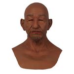 LCUPPON Realistic Old Face Silicone Mask with Beard for Crossdresser Cosplay Halloween (Ivory)