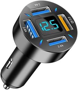 Ankuee 4 Ports USB Car Charger, 66W Super Fast Charging with QC 3.0, PD 20W and USB 2.4A Charger Adapter, Quick Charge with LED Voltmeter, Auto Cigarette Lighter Plug (QC3.0, 1PCS)