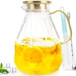 Yirilan Glass Pitcher, 3 Liter Water Pitcher With Lid, Iced Tea Pitcher for Fridge, Glass Water Carafe With Lid, Glass Water Jug, Large Drink Pitcher For Juice, Milk, Cold Or Hot Beverages