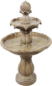 Sunnydaze 35-Inch 2-Tier Solar Water Fountain Outdoor with Battery Backup - Outdoor Water Fountain with Pump - Earth