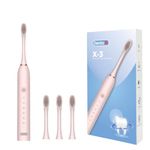 Dento-B Adult X-3 Sonic Electric Toothbrush With 3 Brush Heads 6 Brushing Modes 42000 Vibrations Per Minute 2 Hours Charging Lasts Upto 60 Days Ipx7 Waterproof Head 1 Year Warranty Multicolor (Pink)