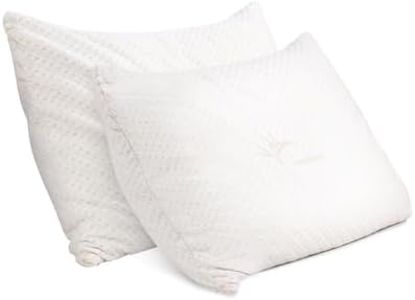Giselle Bamboo Shredded Memory Foam Pillow Adjustable Gel Pillows for Sleeping Bed Hotel Cushion, Infused Shredded with Removable Washable Cover, Back Side and Stomach Sleepers, Twin Pack