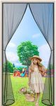 Magnetic Screen Door 100x205cm(39x81inch) Heavy Duty Bug Mesh,Duty mesh Keep Fresh air for Front Door and Home Outside Kids/Pets Walk Through Easily Fit Door,Black A