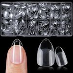 Lifextol 600pc Short Almond Nail Tips Fake Nails Press on Nails Clear Nail Tips Full Cover False Nail Artificial Fingernail, 12 Size Soft Gel x Nail Tips for Acrylic Nails Gel x Nail Extentions