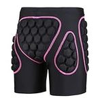 OHMOTOR Padded Shorts Snowboarding Skiing for Women, Snowboard Butt Pad Skateboard Guard, Crash Pants Skating Protective Gear Hip Pads, Impact Compression Shorts (Pink Medium)