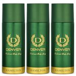 Denver Hamilton Dedorant 150 ML Each, Pack of 3 | Long Lasting Deodorant Body Spray For Men