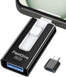 GNASEET USB Stick 256GB for Phone, 4-in-1 Flash Drive for Phone/Pad/Android/Tablet/PC, USB 3.0 High-Speed Memory Sticks Stable Data Transfer, External Storage Save More Photos & Videos, Black