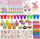 72 Pcs Ice Cream Coloring Book Party Favors Set, Candyland Donut Birthday Party Pinatas Goodie Bag Fillers,Cand Supplies Craft DIY Kit Face Stickers Tattoo for Classroom Sweet Candy Party