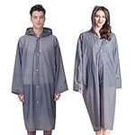 Cosowe Rain Poncho Raincoats for Adults, 2 Pack Reusable Rain Jacket with Hoods and Sleeves, Portable Waterproof for Emergency, Outdoors, Camping, Disney, Gray