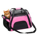 DONYER POWER Soft Sided Pet Carrier for Cats Comfort Airline Approved Under Seat Travel Tote Bag, with Mesh Top and Sides,PINK